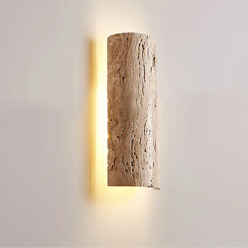 Mid-Century Japanese Travertine LED Linear Strip Wall Lamp - Creative Design for Bedroom Bedside, Background Wall & Balcony