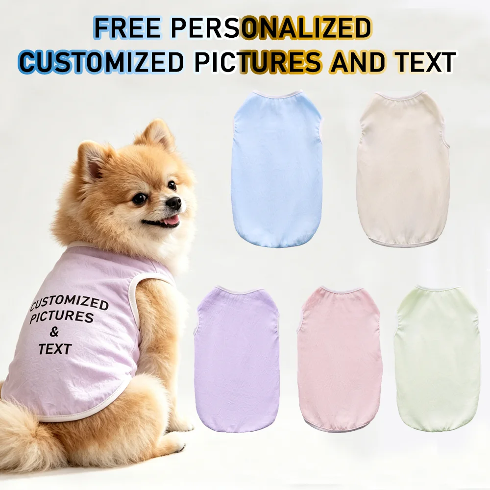 

Customizable Cloud Cotton Pet Vest Personalized Dog & Cat Summer Cool Comfortable T-Shirt with Custom Photo Text Print Bichon