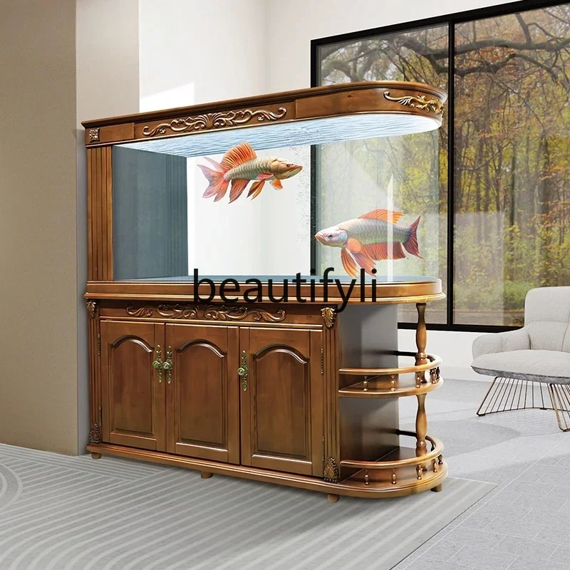 GG New Solid Wood Ultra White Fish Tank Living Room High-end New Silent No Water Change Free Installation New Intelligent