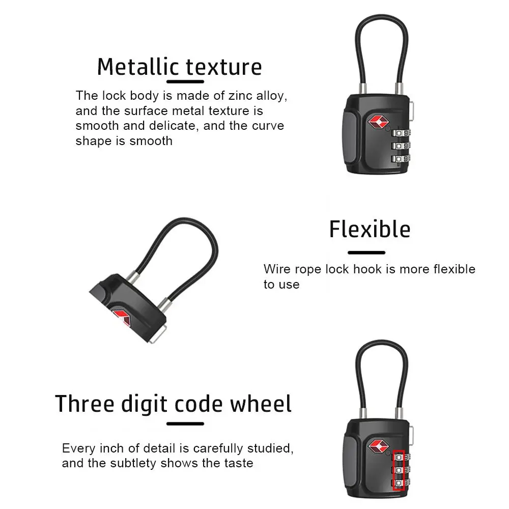 Tsa Lock for Luggage Customs Lock 3 Dial Digit Combination Anti-theft Lock Safely Code Lock Luggage Lock Luggage Accessories