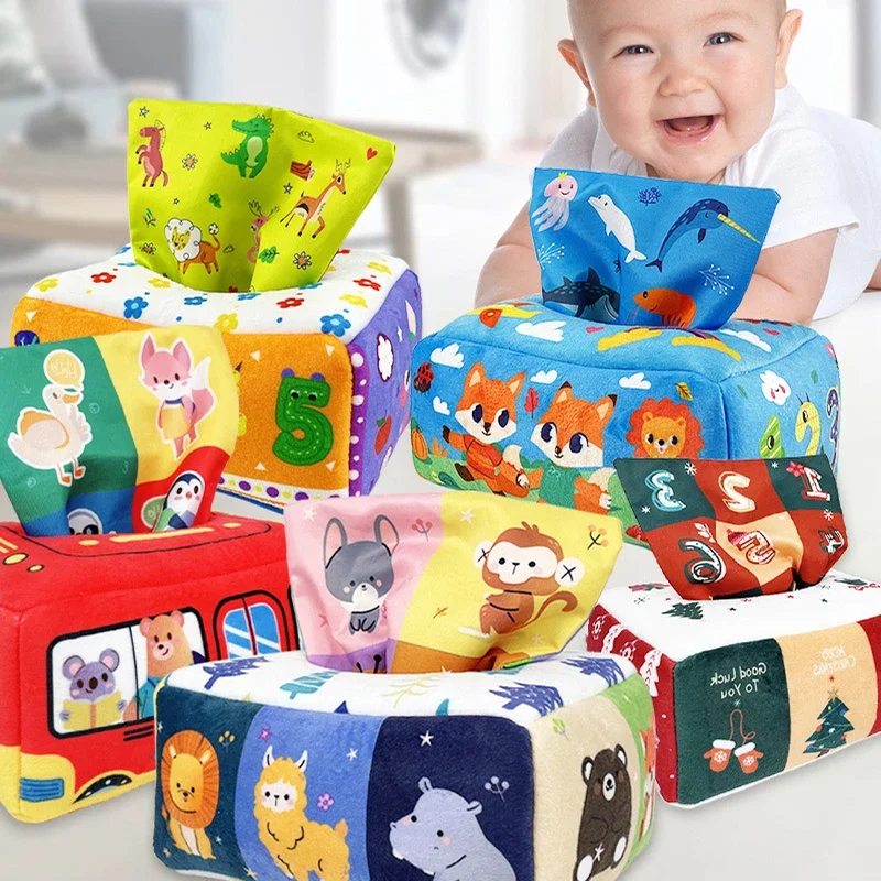 Montessori Toys Magic Tissue Box Baby Educational Learning Activity Sensory Toy for Kids Finger Exercise Busy Board Baby Game