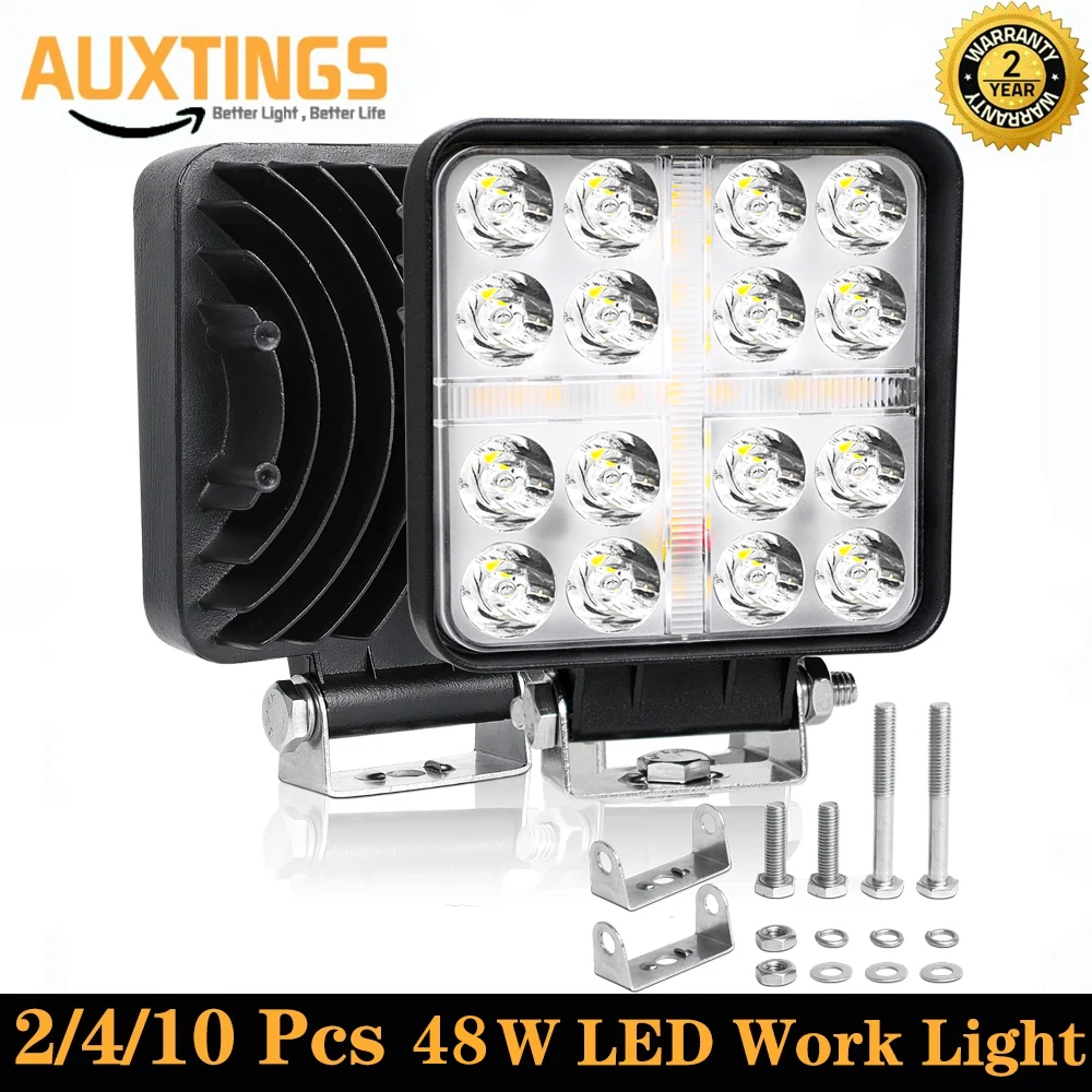 

2pcs 4 inch 48W 2 Colors LED Work Lights Combo LED Light Fog Lamp Driving Lamps for Jeep Offroad 4x4 4WD Truck Pickup