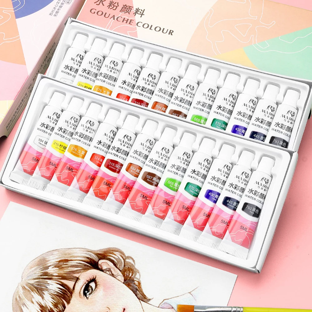 12 Color 5ml Tube Watercolor Paint Set,Washable For Beginners,Students,Artists,Watercolor Paper Sketching & Illustration