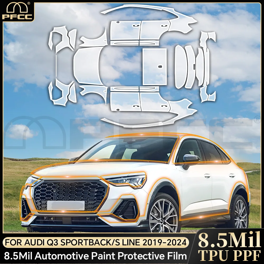 

TPU Paint Protection Film Clear Bra Car Body Anti-Scratch Pre-cut PPF Resistant Invisible For Audi Q3 Sportback S Line 2019-2024