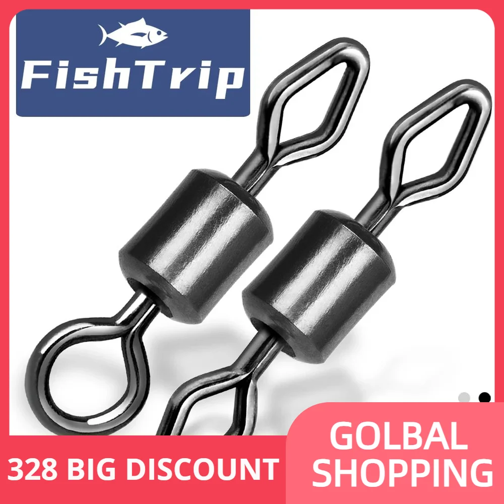 FishTrip Rolling Swivel Fishing 50Pack Diamond High Strength Saltwater Swivels Eliminate Line Twist