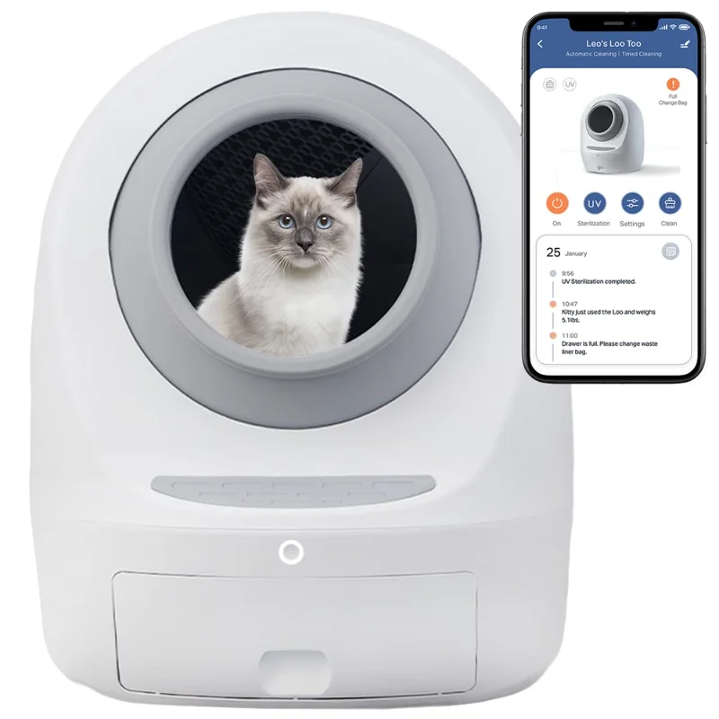 

Automatic Cat Litter Box, Charcoal Filter, Built-in Scale, Smart Home App, Voice Control, Self Cleaning Litter Box