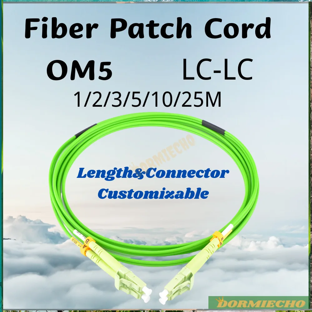 

100% Original APC/UPC OM5 LC-LC Fiber Patch Cord 1pc Duplex 2/3/5/10/25m Length/Connector Customizable Lime Green