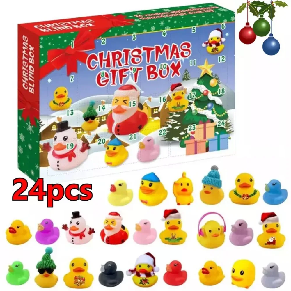 Cute Rubber Duck Advent Calendar Christmas Decoration Props 24 Days Ducks Toy Christmas Blind Box Gift Countdown Calenda Toy