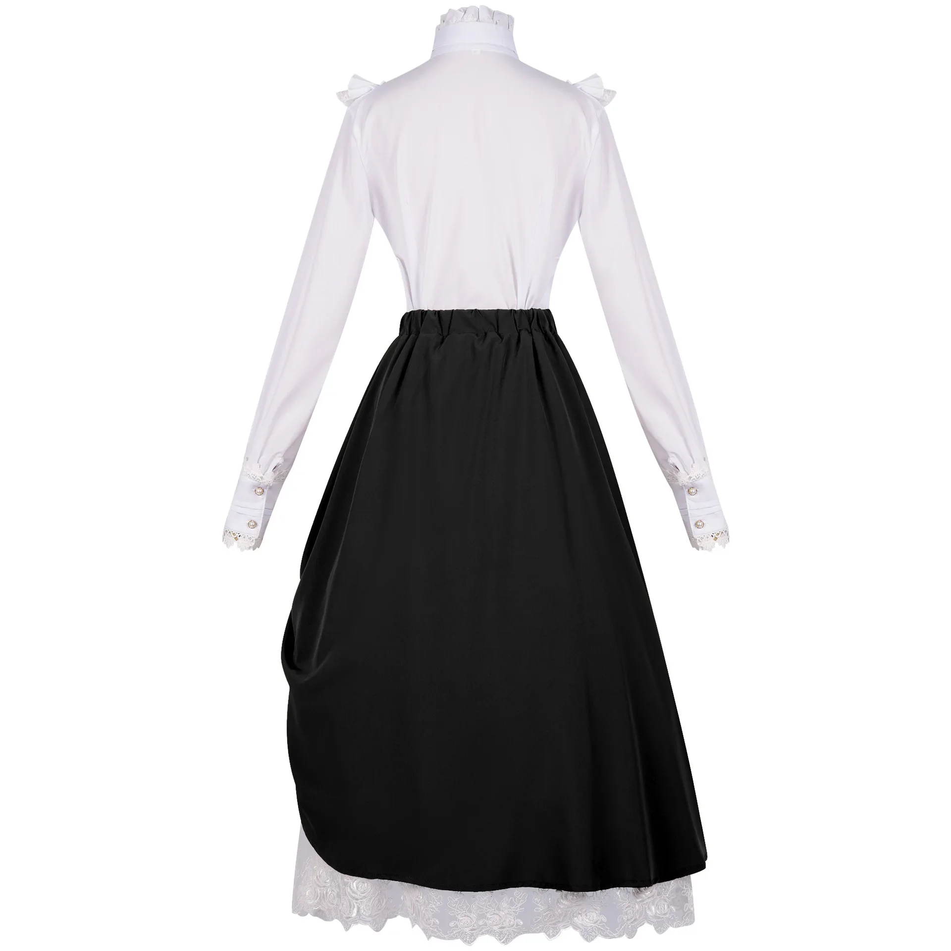 19th Century Women Victorian Queen Costume High Waist Bandage Skirt Ruffle Shirts Medieval Cosplay Costume Swing Skirt view 4