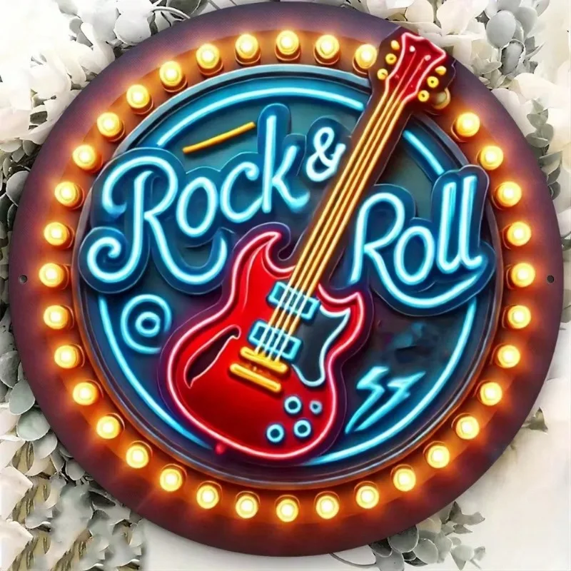 لوحة فنية جدارية معدنية ثنائية الأبعاد لعلامة النيون، ديكور روك أند رول للحانات والنوادي الموسيقية، أضواء نيون LED لمحلات القهوة