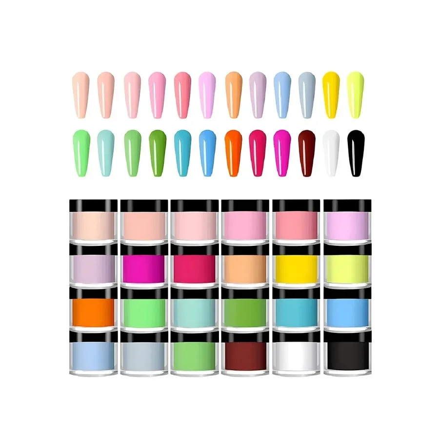 12/24 Colors Nail Art Product Acrylic Powder, Carving & Decoration, Triple Crystal Powder, Uv Nail Art & French Nail