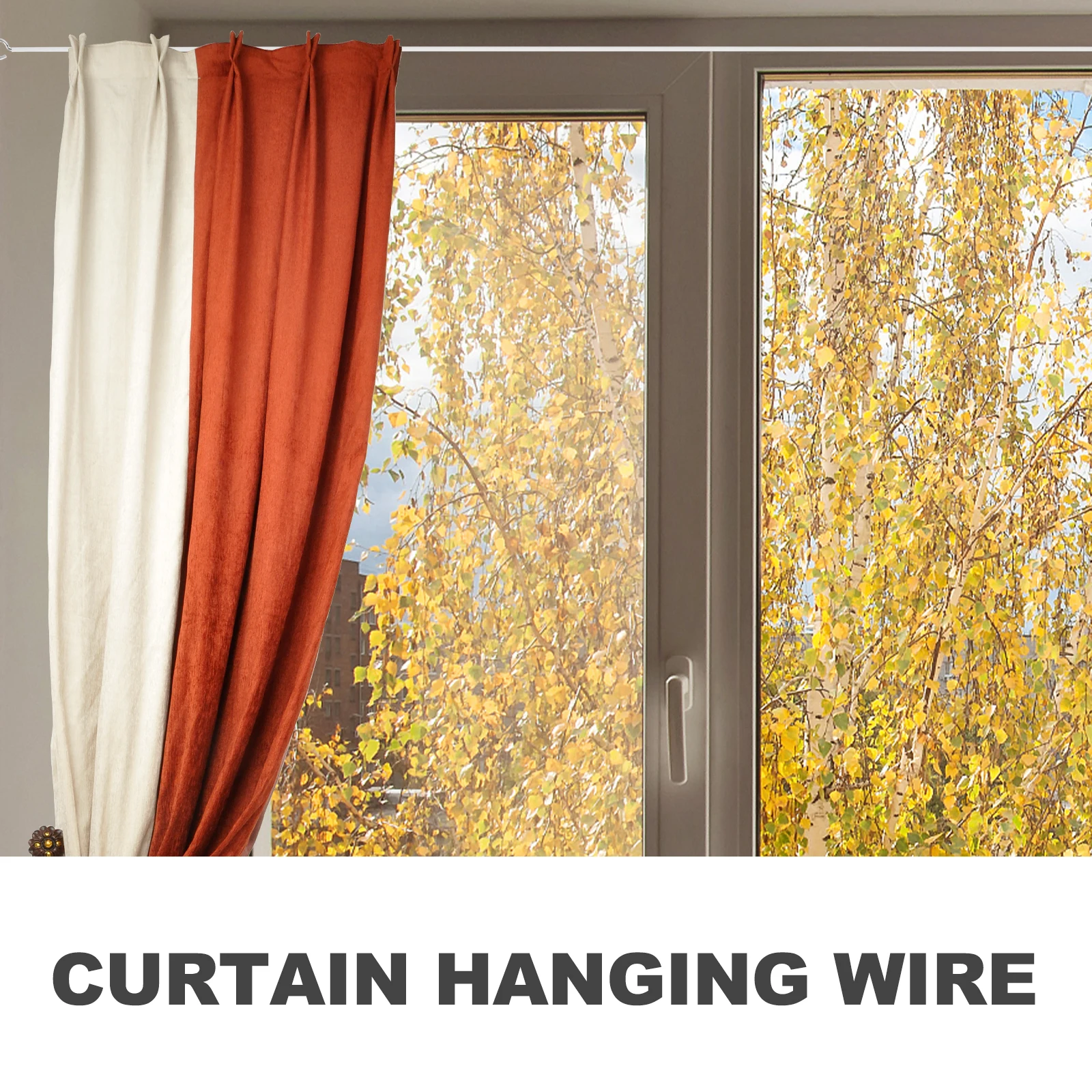 

Spring Rope Sheep Eye Circle Question Mark Hook 2 Sets PVC Metal DIY Curtain Wire Cable Kit Easy Install Hanging Tool Shower