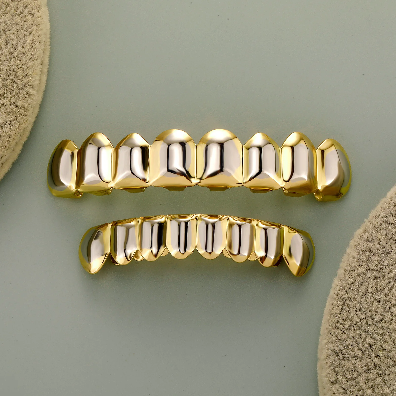 Hip Hop Gold Silver Grillz Teeth Jewelry Full Set Tooth Cover Smooth Surface Hip Hop Rap Fashion Mouth Accessories Dropshipping