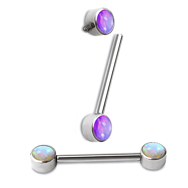 ASTM F136 Titanium Opal Nipple Ring Barbell Nipple PIERC Bar Tongue Ring Women Helix Nipple Nails Snug Piercing Body Jewelry