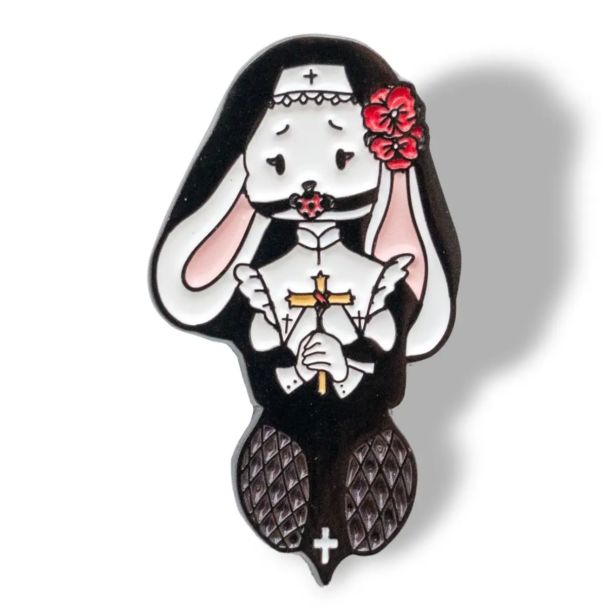 Goth Nun Bunny Enamel Pin Alloy Lapel Badge, Gothic Rabbit Brooch for Backpack Jacket, Alt Lolita Fashion Jewelry Gift for Teen