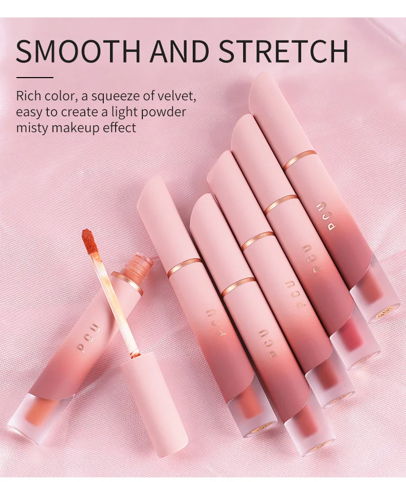 1 unidade de batom líquido fosco, bálsamo labial, não é fácil de colar, batom rosa de dupla utilização para lábios e bochechas com 6 cores para escolher