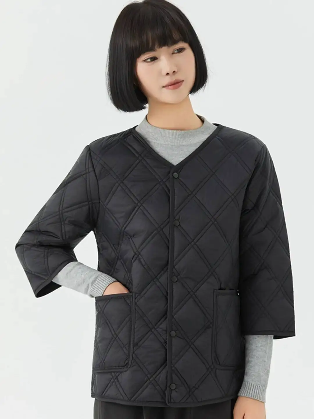 المرأة خفيفة الوزن Ort الدفء الخريف الشتاء أسفل القطن الحراري ملابس داخلية تخفيف سليم صالح زر... #3