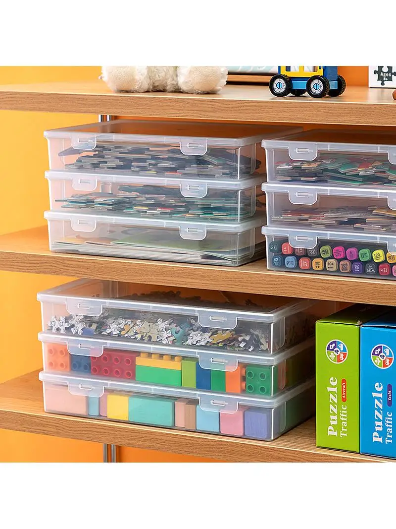 

Прозрачный контейнер для хранения игрушек-конструкторов, специальный ящик для деталей, коробка для сборки мелких элементов, скандинавский стиль, однотонный.