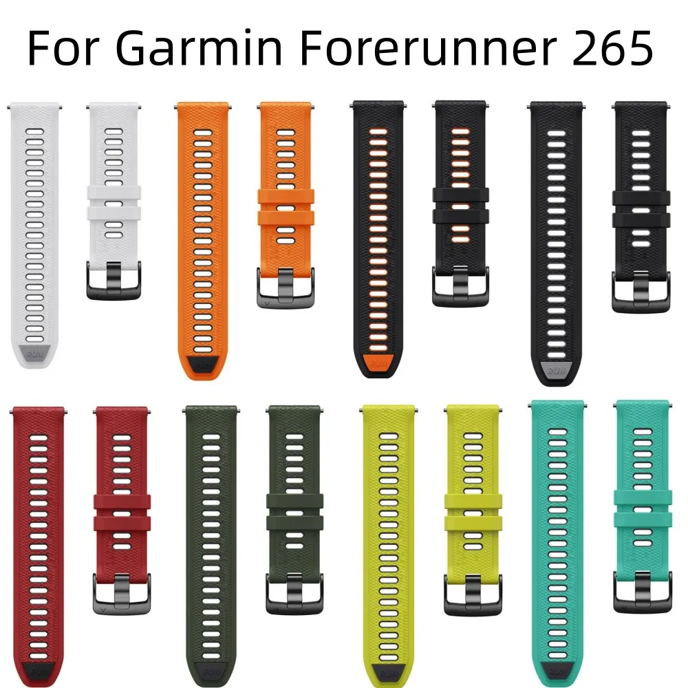 

22MM Silicone Two Color Replacement Watch Strap for Garmin Forerunner 265 Solid Steel Buckles Watch Accessories