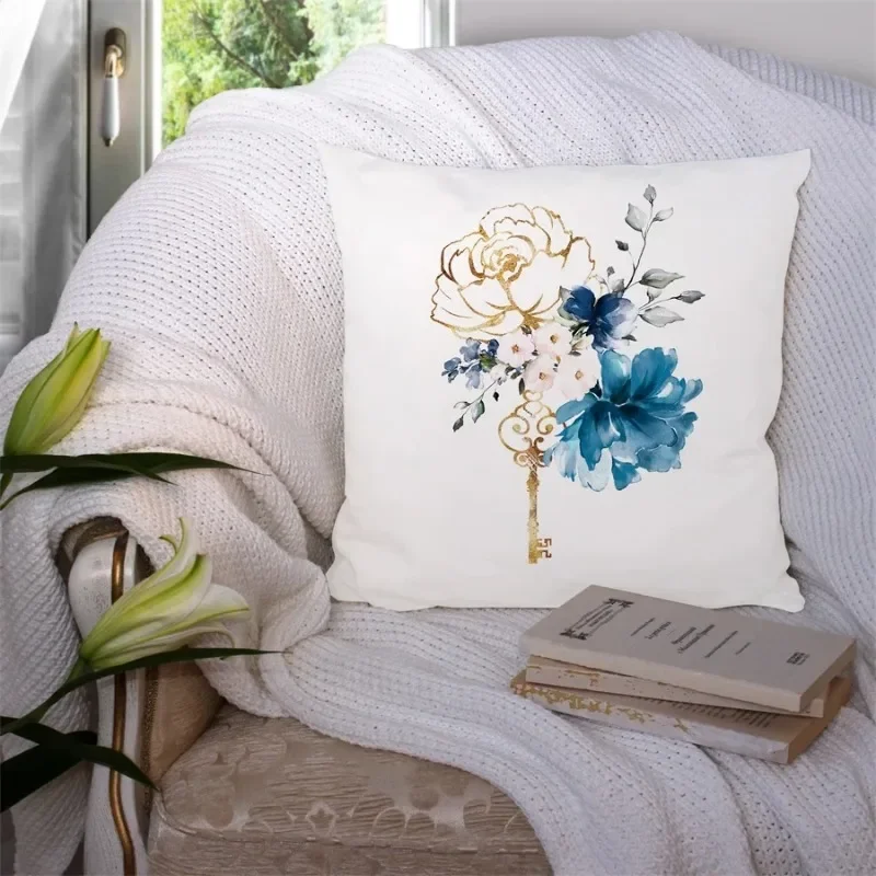Glitter Marble Agate Cushion Cover Blue Geometry Flower Polyester Throw Pillow Case Car Sofa Decorative Pillowcases Home Decor