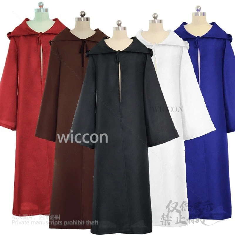 새로운 중세 후드 로브 스님 사제 로브 할로윈 카니발 코스프레 의상 5 색 망토 케이프 마법사 튜닉 성인 키즈 남자