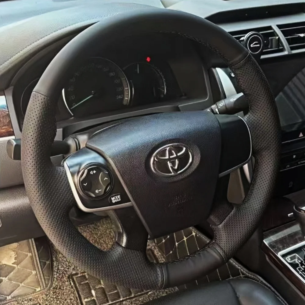 

Customization Car Steering Wheel Cover Accessories Hand Sewing Microfiber Leather Non-Slip For Toyota Camry 2012 2013 2014 2015