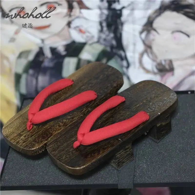 Sabots en bois Geta japonais, pantoufles d'été pour femmes, chaussures de Cosplay Anime Geisha samouraï, sandales à plateforme à fond épais, tongs pour hommes