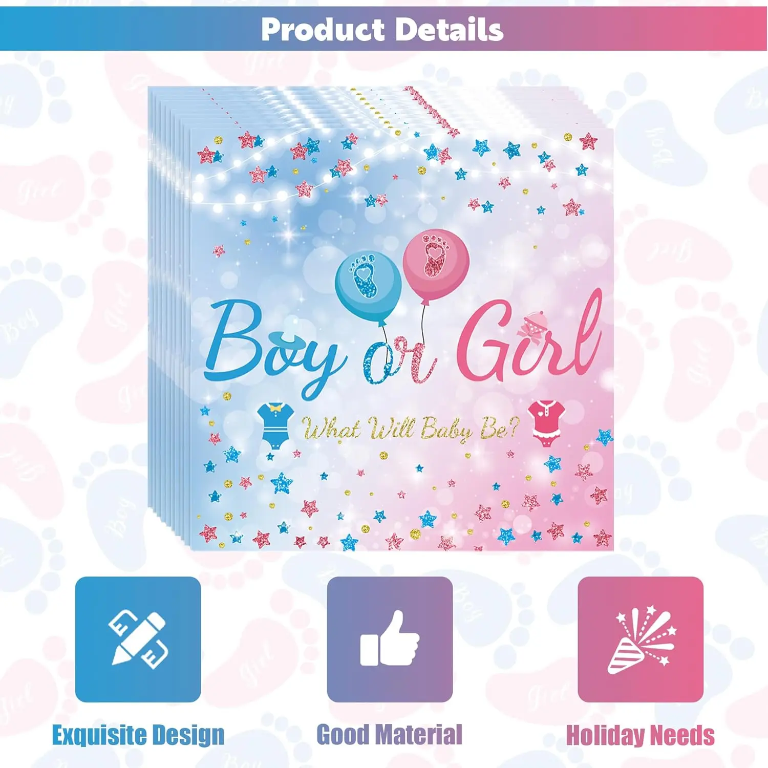 24 Stück Gender-Reveal-Servietten, Einweg-Papierservietten für Jungen oder Mädchen, für Babyparty-Gender-Reveal-Party-Zubehör – Detail 2