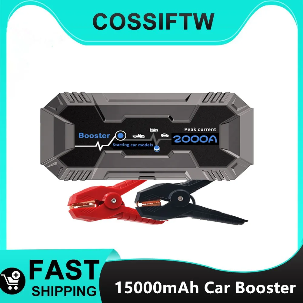 COSSIFTW 15000mAh Car Jump Starter Power Bank 2000A Car Booster Auto Emergency Starting Device Jump Start for Petrol Diesel