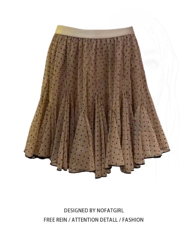 

Женская весенняя новая юбка больших размеров в горошек из сетки, в корейском стиле, с завышенной талией, А-силуэт, стандартный крой, для повседневной носки