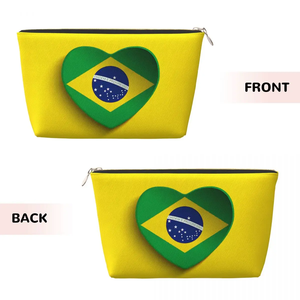 Custom Brazilian Flag Makeup Bag Women Travel Cosmetic Organizer Kawaii Storage Toiletry Bags