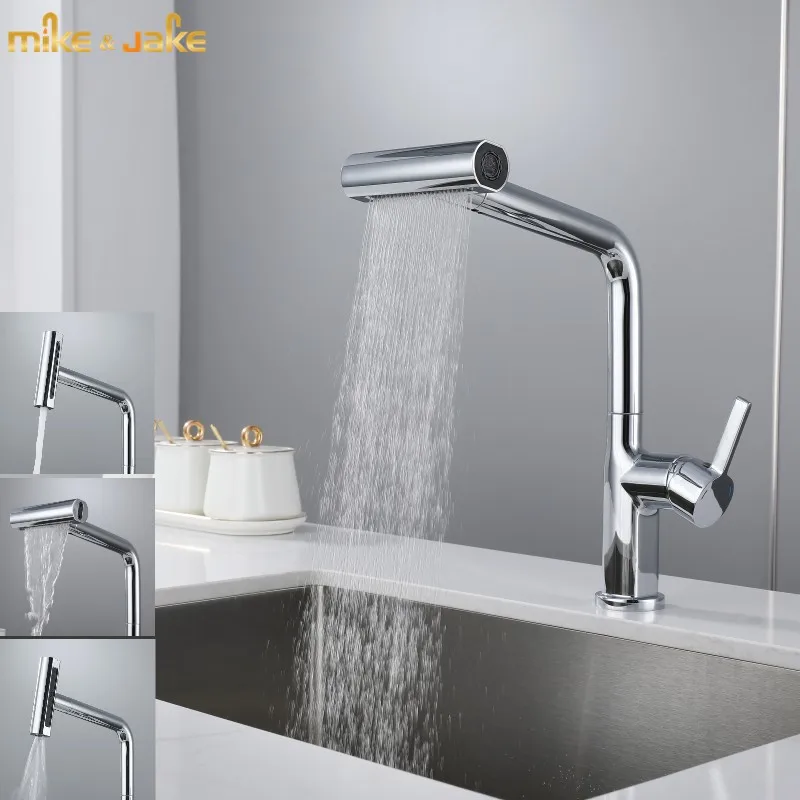 

chrome brass faucet Brass basin sink mixer hot and cold Kitchen water tap Pull out multifunctional kitchen Faucets