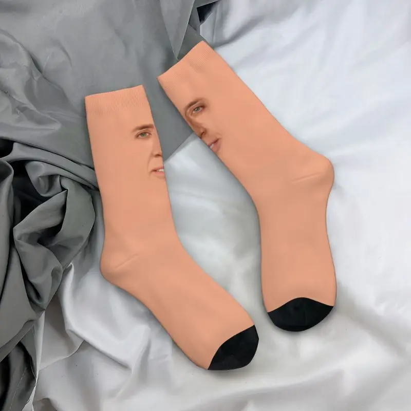 Cute Nicolas Cage Meme Socks Women Men Warm 3D Print Funny Basketball Sports Crew Socks