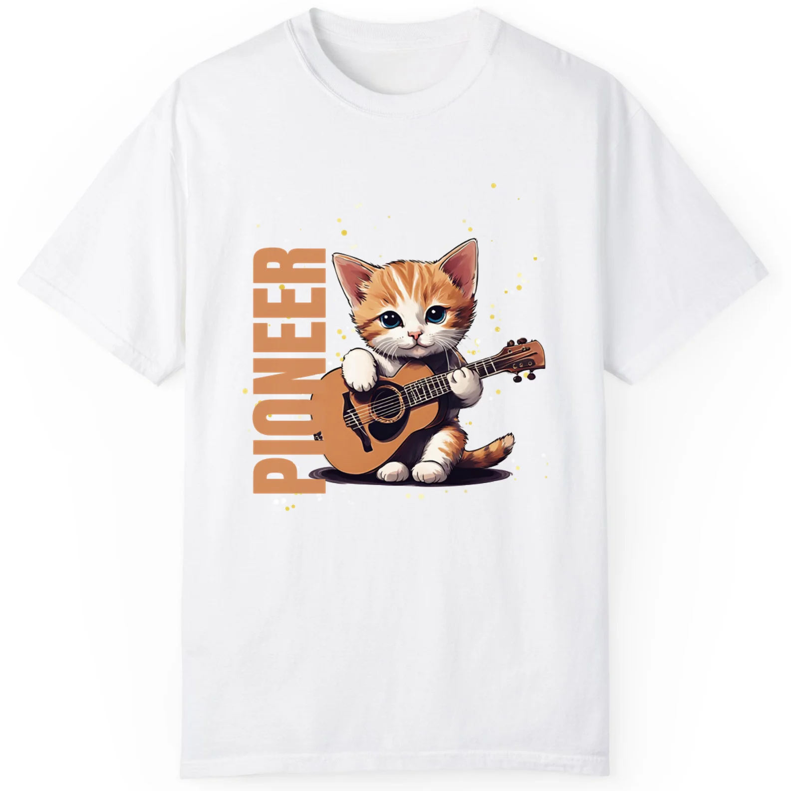 Baby Cat Playing Guitar Pioneer Best Gift Mens And Ladies T-Shirt