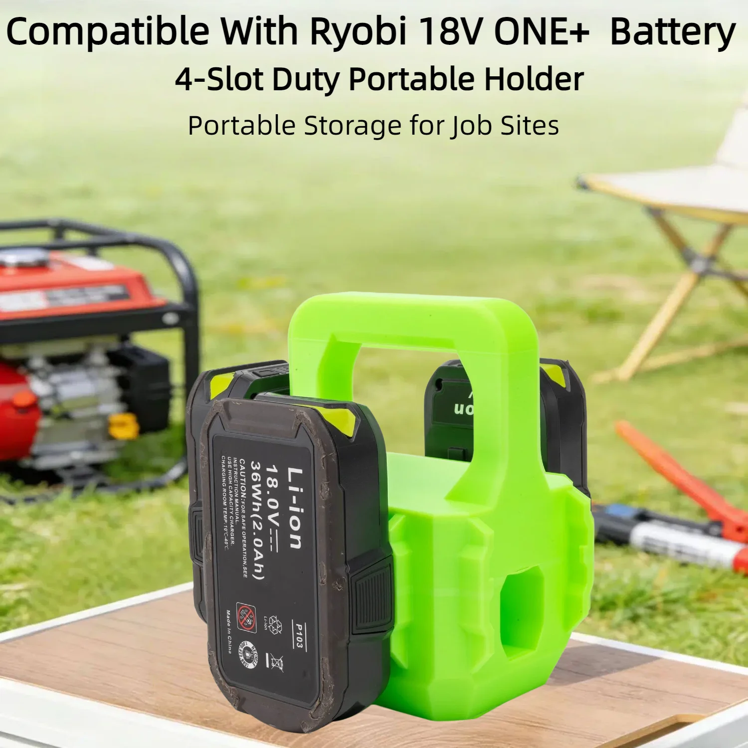 

4-Slot Handheld Battery Holder Stand for Ryobi 18V ONE+ Series Li-ion Battery Portable Storage Bracket for Power Tool Batteries
