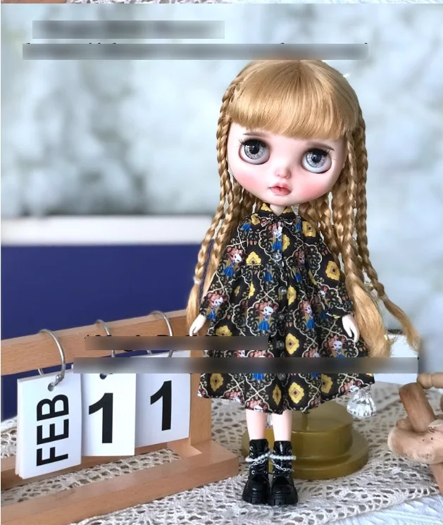 1pcs 2025 classic vintage Blythe/Landoudou one-piece dress 1/6 30cm(Fit for fr pp jenny azone,Pullip,Ob22/24/26, Licca)