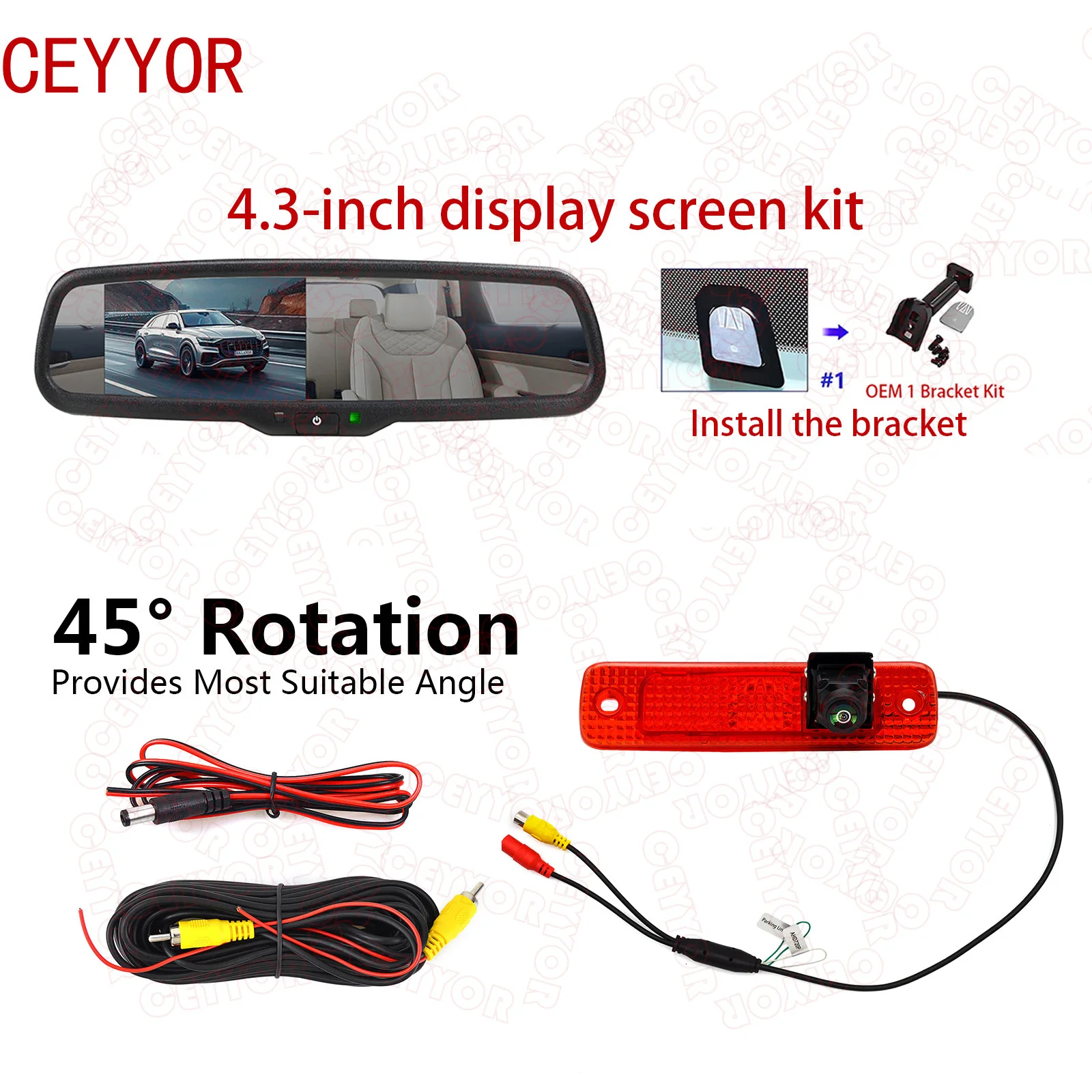 for Reverse parking camera for Ford Transit MK7 Tourneo/Furgon MK4(2006-2013)Equipped with a 4.3-inch display screen