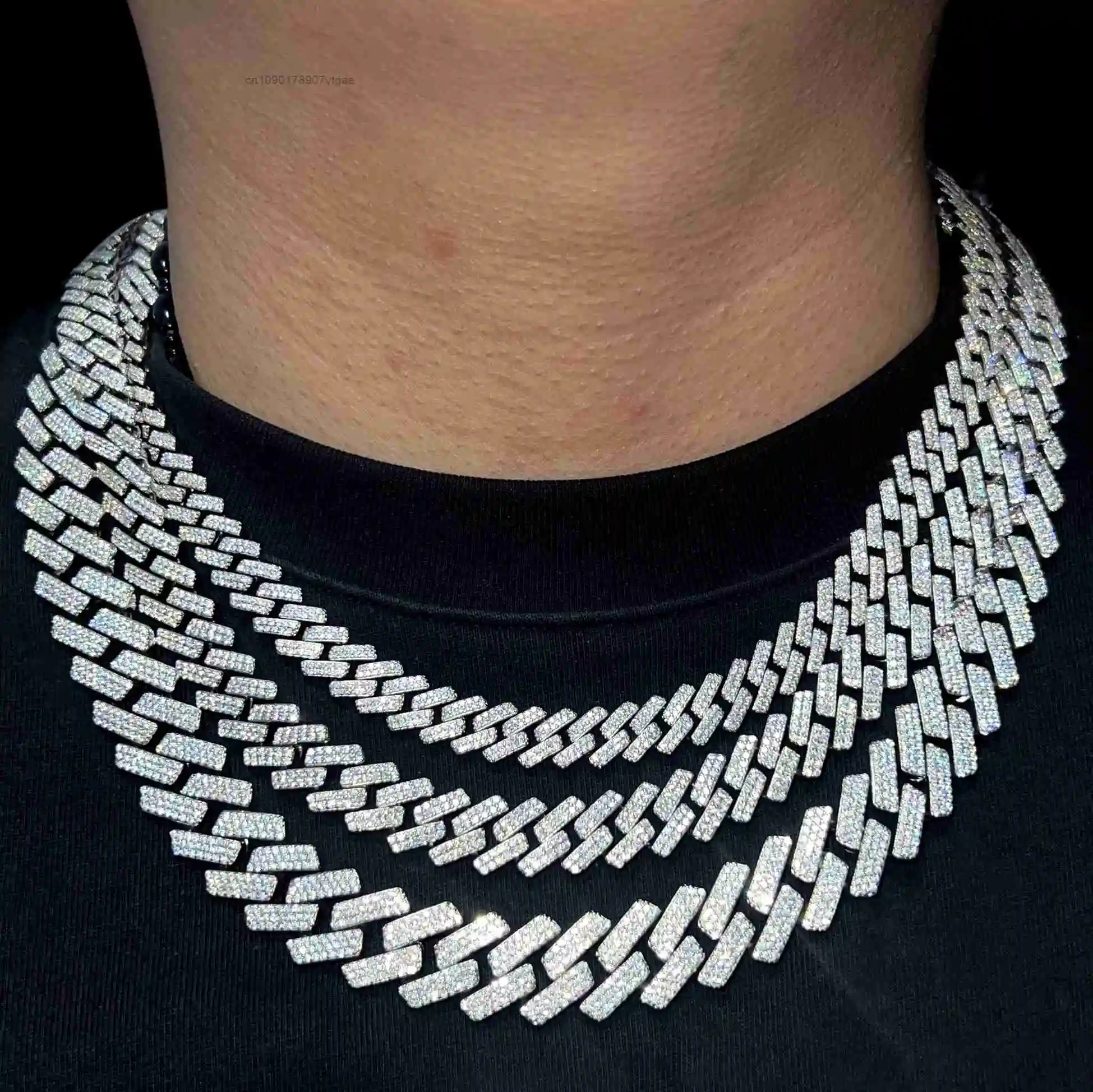 8mm 6mm 12mm Cuban Link Chain Necklace 925 Silver VVS Iced Out Hiphop Moissanite Cuban Chain.