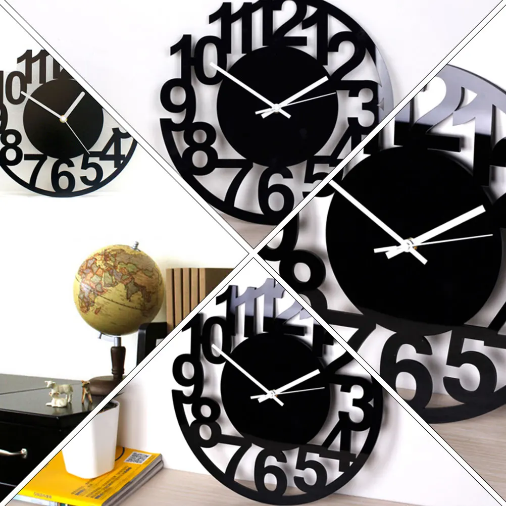 

Half Moon Shape Acrylic Wall Clock Silent Mute Hanging Clock Creative Modern Decor for Bedroom Living Room Office
