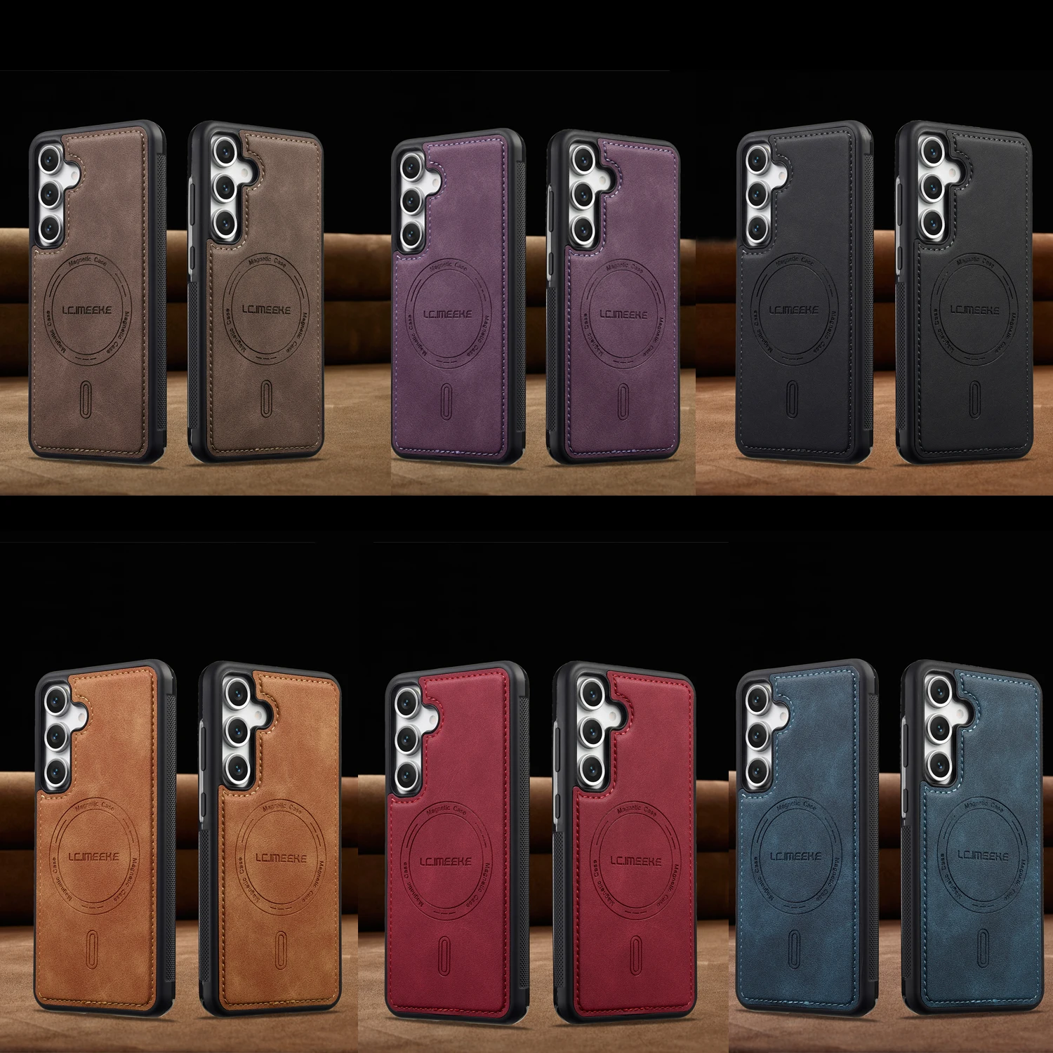 

L6 Magnetic MagSafe PU Leather Phone Case For Samsung Galaxy A35 A36 A54 A55 A56 5G Wireless Charging Cover,Back Protector Cover