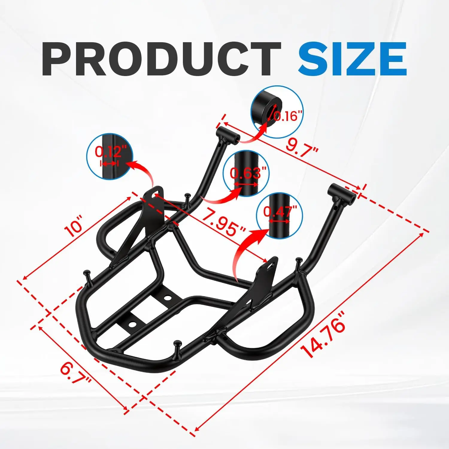 Black Luggage Rack for Kawasaki KLX230 KLX 230S 2019-2025 Rear Cargo Rack Replacement Steel Shelf Bracket Hand Grip Bar