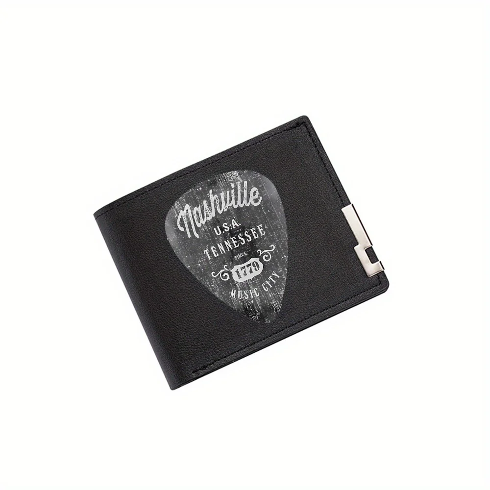 Nashville Tennessee Music City Guitar Pick Men's Wallet Printing Design Simple Modern Stylish Business Father's Boyfriend's Chri