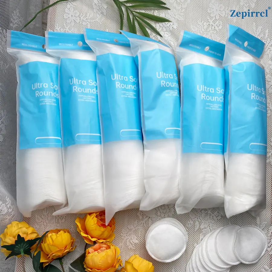 6 packs/600 pieces of round makeup cotton pads, disposable makeup remover cotton, facial cleansing pads, wet compress for beauty and skin cleaning, three-layer thickened, suitable for both dry and wet use, 6*6cm