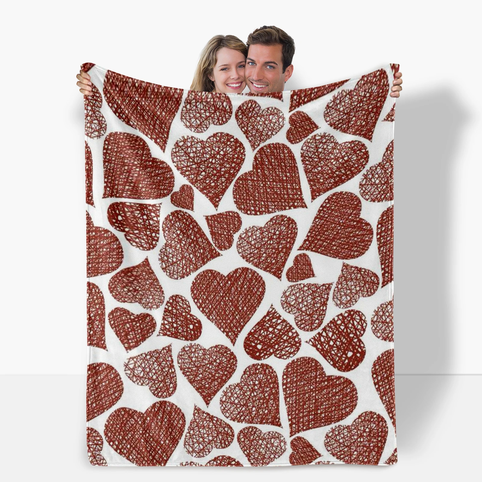 Cozy Flannel Valentine S Blanket Featuring Line Hearts Expressing Endless Love And Warmth To Your Partner