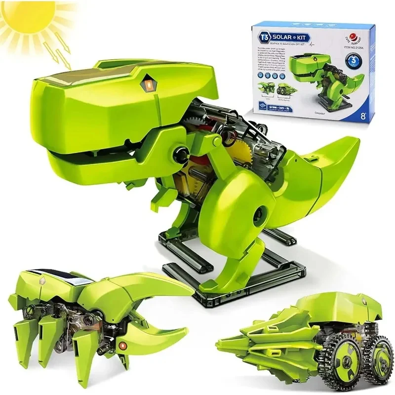 3-in-1 Solar Robot Kit, Dinosaur Toys, STEM Projects for Kids, Building Games Robots for 8 9 10 11 12 Year Boys Girls