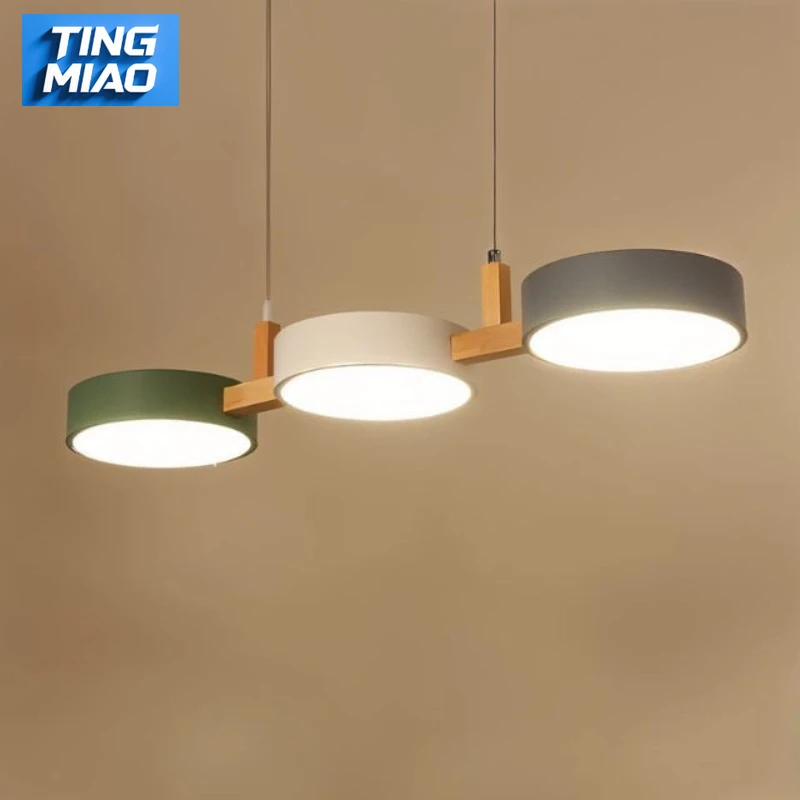 

Nordic Led Pendant Lights for Island Kitchen Dining Room Study Room Hanging Lamp Ceiling Chandeliers Modern Wooden Decoration