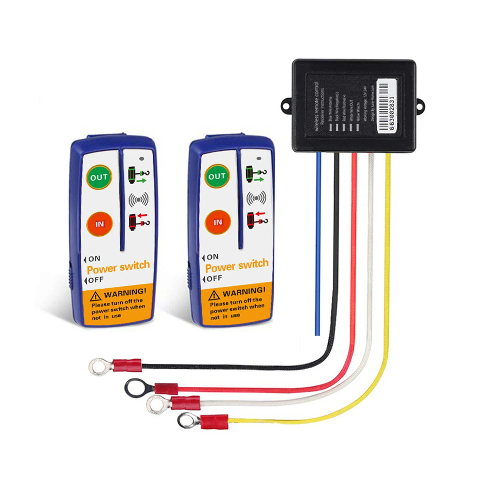 

Blue Electric Winch Switch Controller Wireless Remote Control for Off-Road ATV Trailer Boat 12V 24V Winch Remote Universal