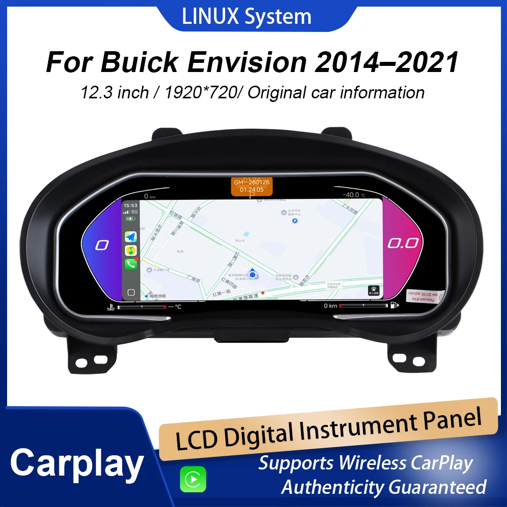 Digital Instrument Cluster Display For Buick Envision 2014-2021 Speedometer 12.3”HD screen1920*720 Support Carplay Plug&Play