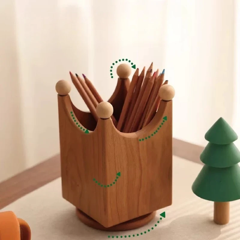 

Creative and cute simple walnut pen holder office student desktop storage pen holder storage wooden box desk ornament