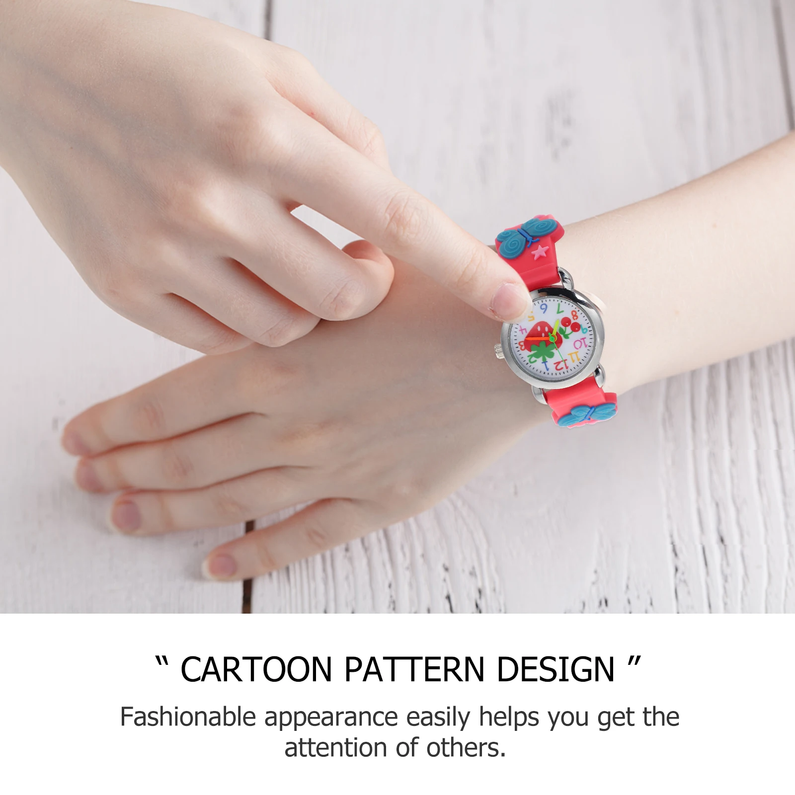 1 個電子時計 3D 蝶フルーツパターンシリコン腕時計防水かわいい漫画愛らしい